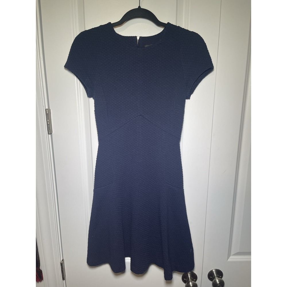 Womens Banana Republic Navy Blue Zipper Cap Sleeve A‎ Line  Dress Size 0